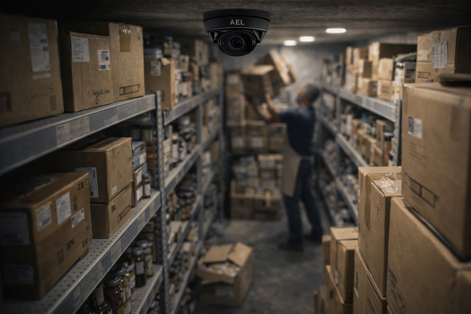 security camera watch over stockroom activities